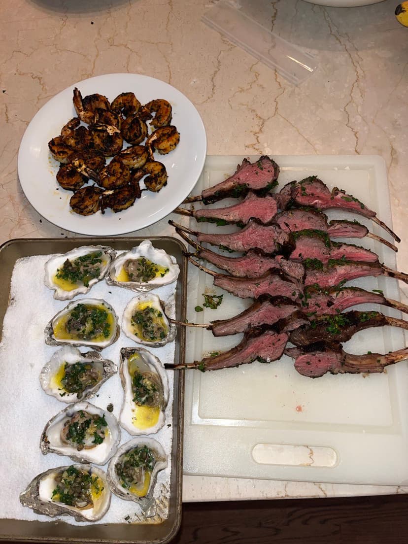Lamb, Oysters, Shrimp